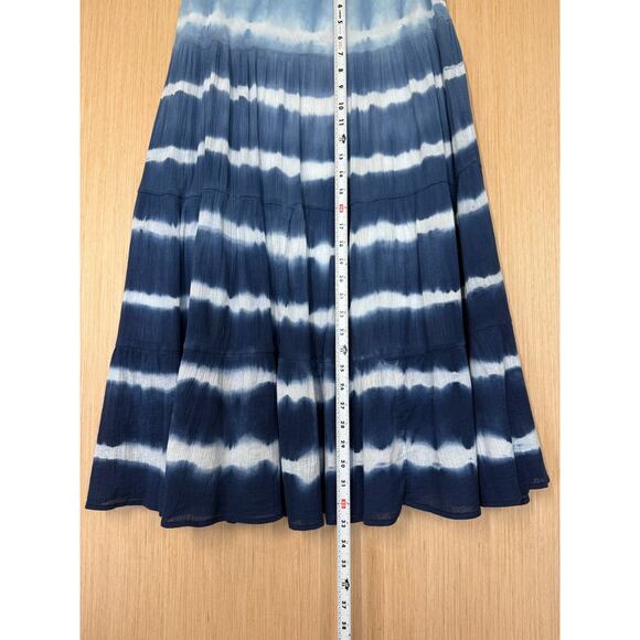 Chaps Tie Dye Gauzy Tiered Maxi Skirt Womens Size Large Blue Boho Festival - Picture 8 of 10